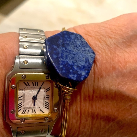 Bracelet in Lapis Lazuli Stones on gold tone wire - Picture 4 of 6